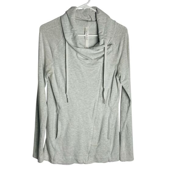 Lululemon Coast Easy Wrap Jacket Womens 6 Light Gray Full Zip Funnel Neck - Picture 1 of 11